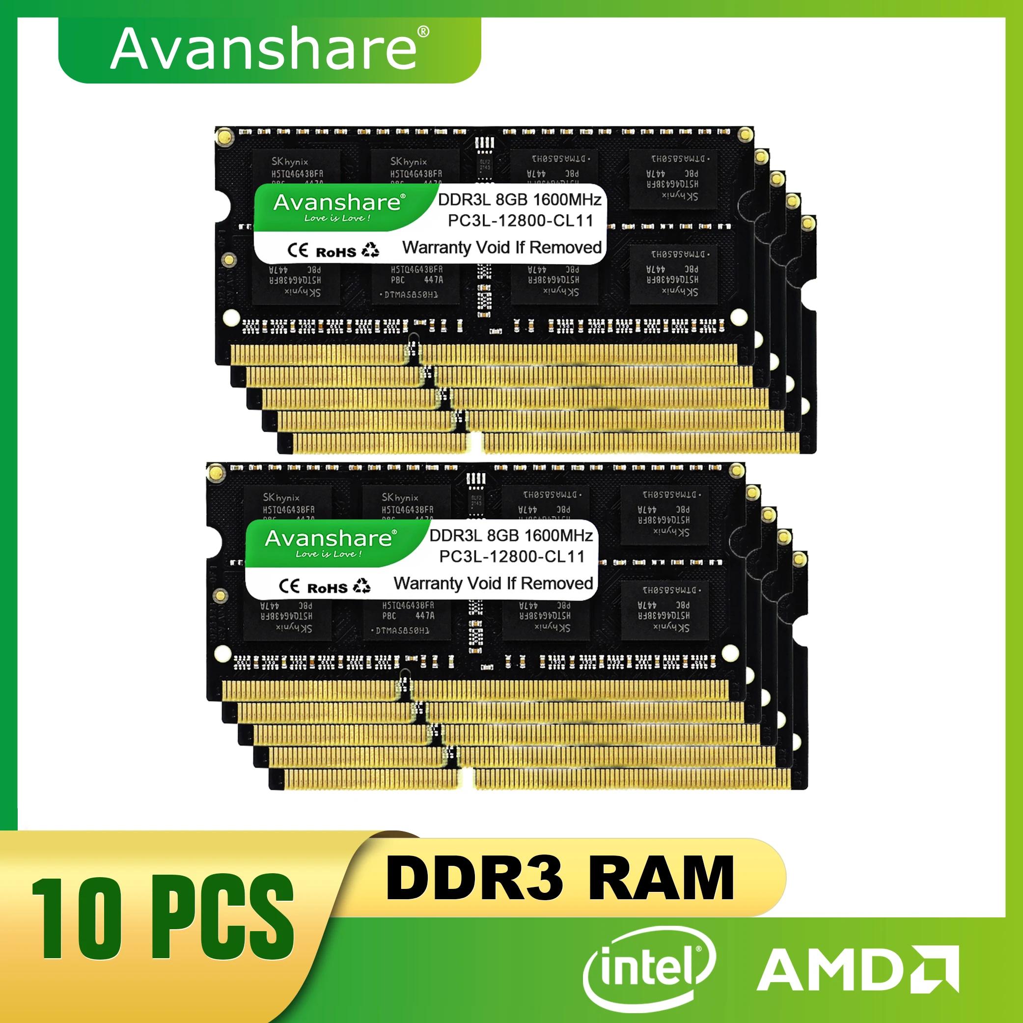 Avanshare Sodimm Ʈ Ʈ ޸ DDR3 , DDR3L Ddr3 4GB 8GB 1333MHz 1600MHZ PC3 10600 12800, 10 